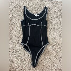 Princess Polly black with white stitching body suit